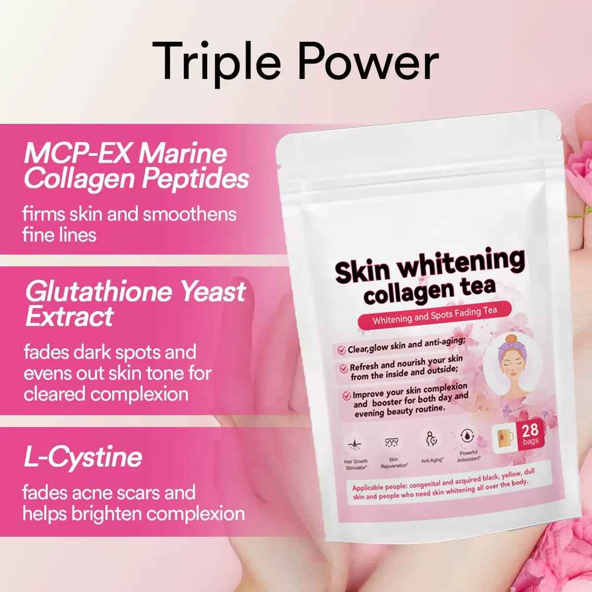 Skin Whitening Collagen Tea – Advanced Beauty & Radiance Formula (28 Bags)