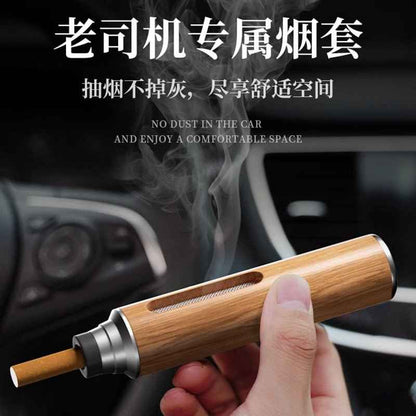Premium Natural Solid Wood Handheld Cigarette Holder – Anti-Ash, Windproof & Car-Friendly Smoking Solution