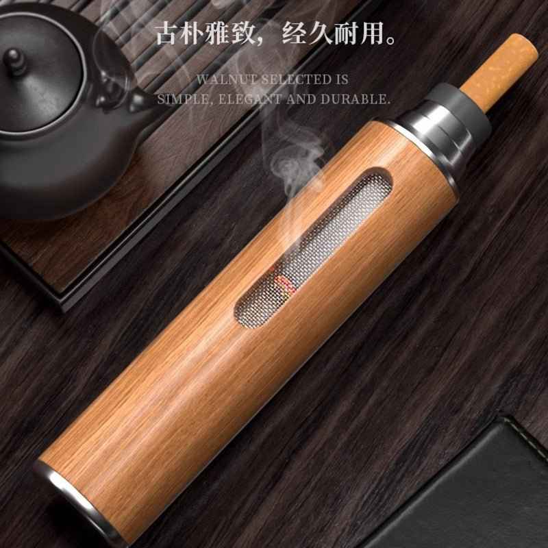 Premium Natural Solid Wood Handheld Cigarette Holder – Anti-Ash, Windproof & Car-Friendly Smoking Solution