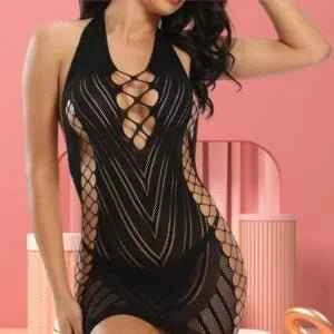 SCOPPAR LUXE: Midnight Allure Halter Bodystocking
